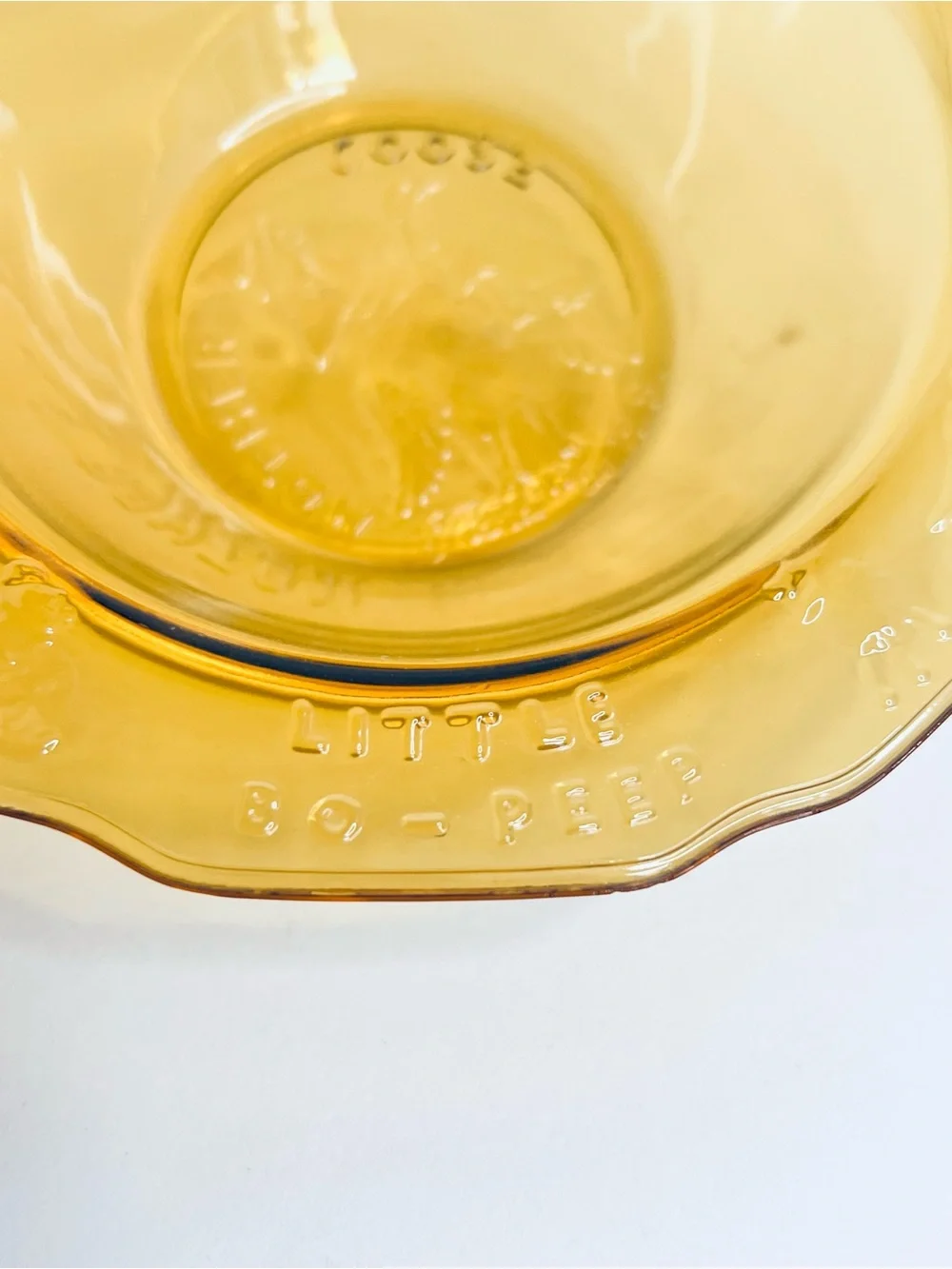 Vintage Tiara Indiana Glass Mother Goose Amber Childs Divided Plate Bowl Set